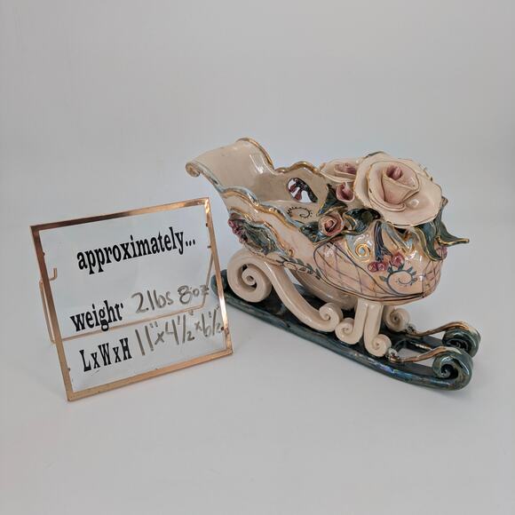 Blue Sky Heather Goldminc Rose Sleigh Candle Holder Centerpiece Floral Holiday - Picture 11 of 11